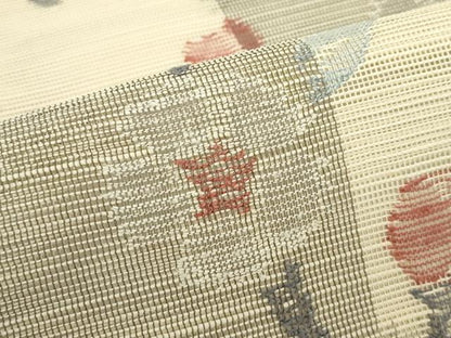 平和屋着物＊夏物　1854年創業　帯屋捨松　つけ帯　市松花鳥文　正絹　逸品　CABJ9191rv