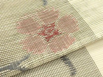 平和屋着物＊夏物　1854年創業　帯屋捨松　つけ帯　市松花鳥文　正絹　逸品　CABJ9191rv