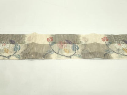 平和屋着物＊夏物　1854年創業　帯屋捨松　つけ帯　市松花鳥文　正絹　逸品　CABJ9191rv
