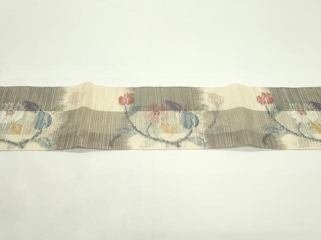 平和屋着物＊夏物　1854年創業　帯屋捨松　つけ帯　市松花鳥文　正絹　逸品　CABJ9191rv
