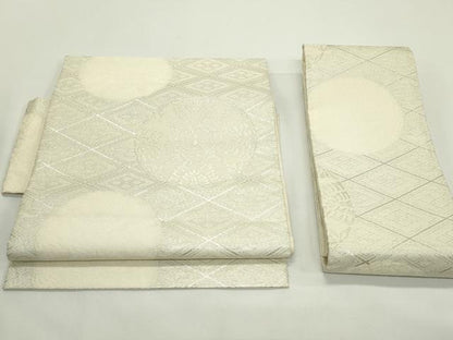 平和屋着物＊夏物　つけ帯　正倉院菱文　銀糸　正絹　逸品　CABJ9194rv