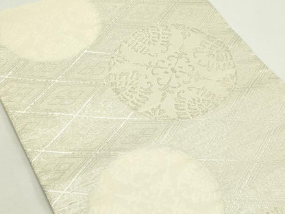 平和屋着物＊夏物　つけ帯　正倉院菱文　銀糸　正絹　逸品　CABJ9194rv