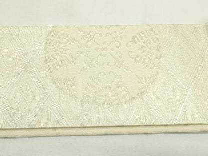 平和屋着物＊夏物　つけ帯　正倉院菱文　銀糸　正絹　逸品　CABJ9194rv