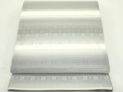 平和屋着物＊夏物　両面　両方向　全通柄袋帯　草花文　金糸　さが美扱い　正絹　逸品　未使用　CABJ9199rv