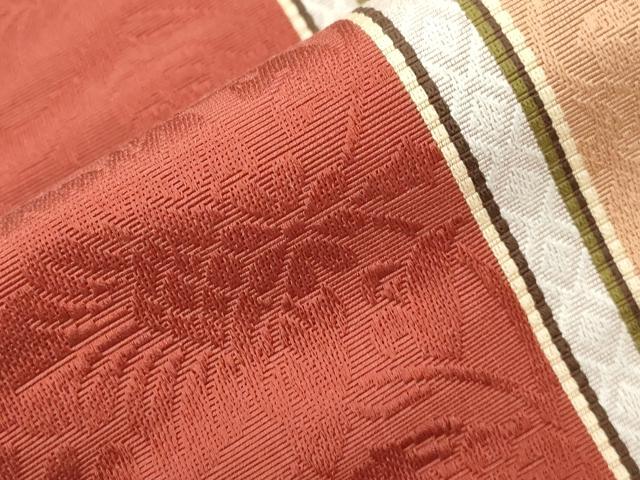 平和屋着物●本場筑前博多織　半幅帯　草花文　脇山忠道作　証紙付き　正絹　逸品　CABJ9201dy