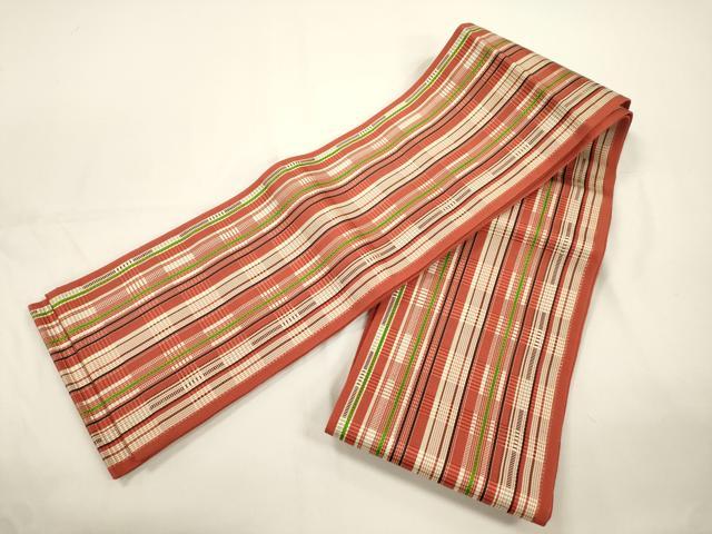 平和屋着物●本場筑前博多織　半幅帯　縞　正絹　逸品　CABJ9203dy