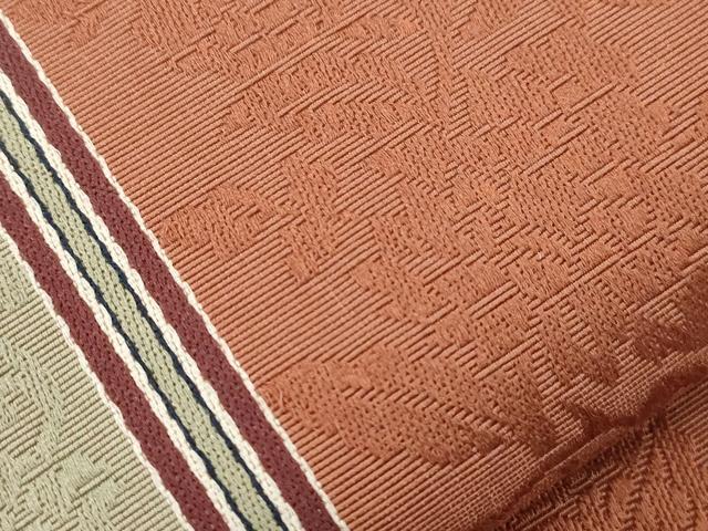 平和屋着物●本場筑前博多織　半幅帯　草花間道　正絹　逸品　CABJ9208dy