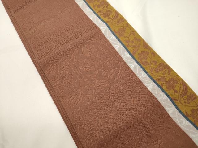平和屋着物●本場筑前博多織　半幅帯　幾何学花文　正絹　逸品　CABJ9209dy