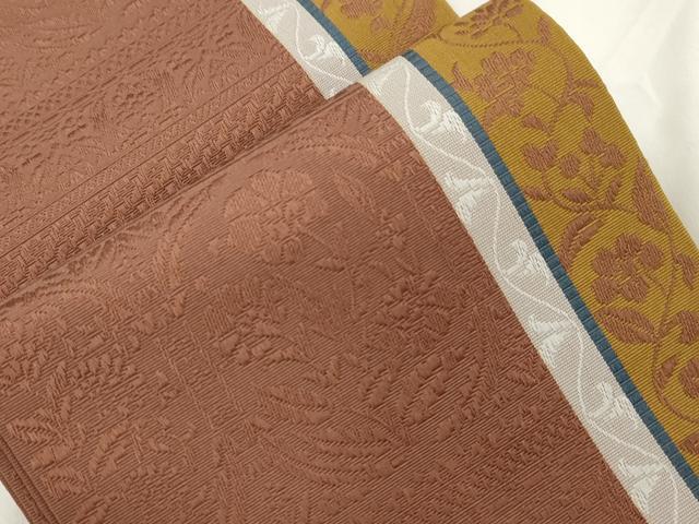 平和屋着物●本場筑前博多織　半幅帯　幾何学花文　正絹　逸品　CABJ9209dy