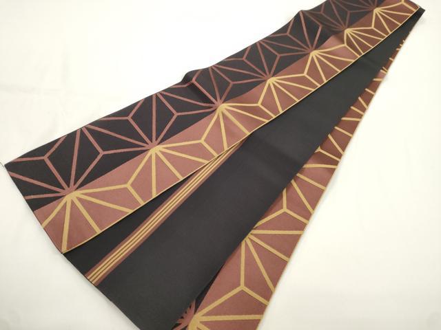 平和屋着物●本場筑前博多織　半幅帯　麻の葉文　正絹　逸品　CABJ9211dy