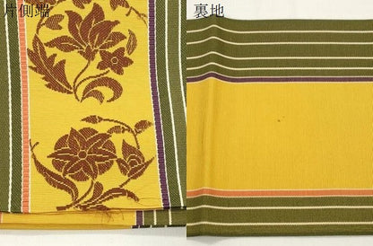 平和屋着物●本場筑前博多織　半幅帯　草花丸文　正絹　逸品　CABJ9212dy
