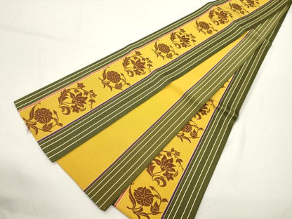 平和屋着物●本場筑前博多織　半幅帯　草花丸文　正絹　逸品　CABJ9212dy