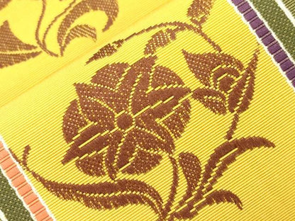 平和屋着物●本場筑前博多織　半幅帯　草花丸文　正絹　逸品　CABJ9212dy