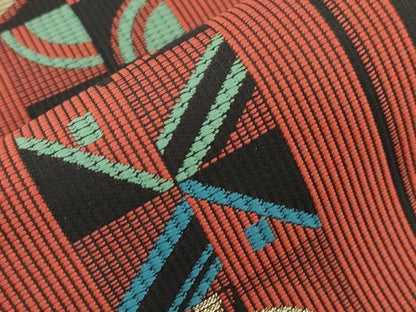 平和屋着物●両面　半幅帯　吹寄せ文　金糸　正絹　逸品　CABJ9215dy