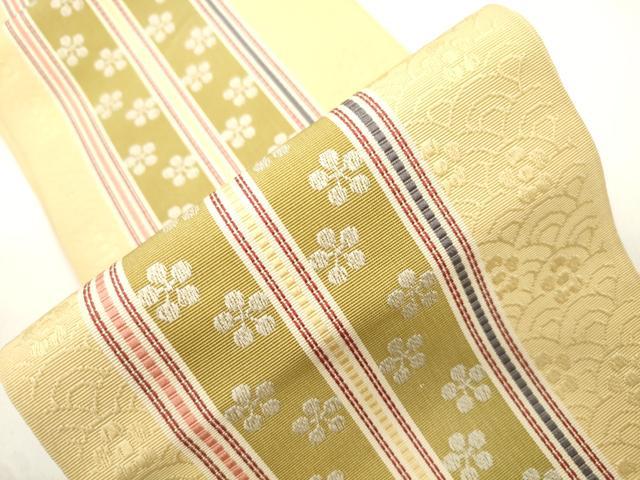 平和屋着物●本場筑前博多織　半幅帯　舞梅文　井上絹織謹製　証紙付き　正絹　逸品　CABJ9225dy