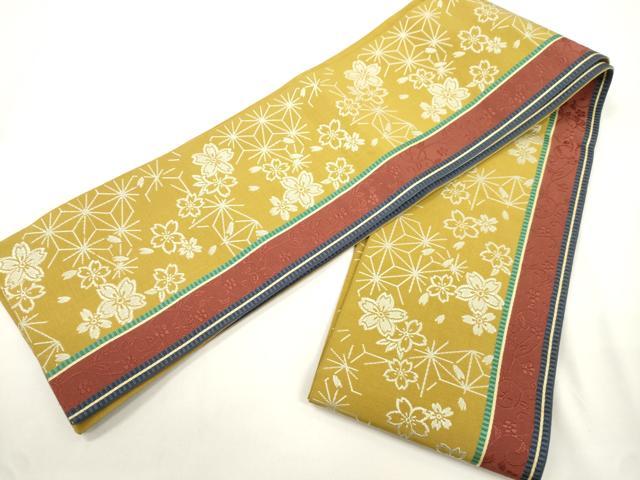 平和屋着物●本場筑前博多織　半幅帯　舞桜間道　正絹　逸品　CABJ9227dy