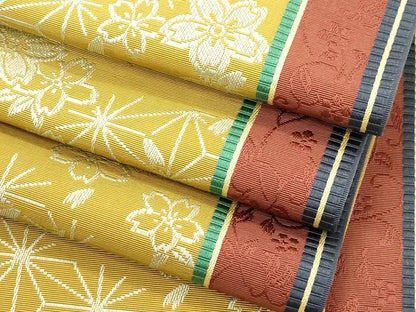 平和屋着物●本場筑前博多織　半幅帯　舞桜間道　正絹　逸品　CABJ9227dy