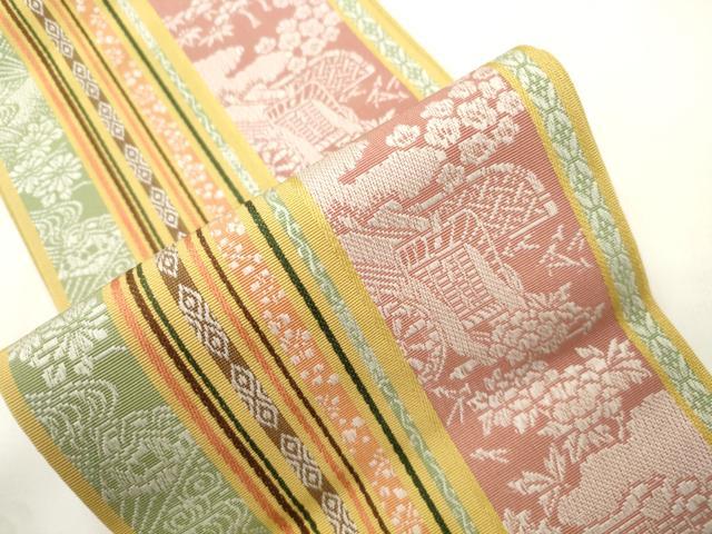 平和屋着物●本場筑前博多織　半幅帯　風景文　小野和也作　証紙付き　正絹　逸品　CABJ9228dy