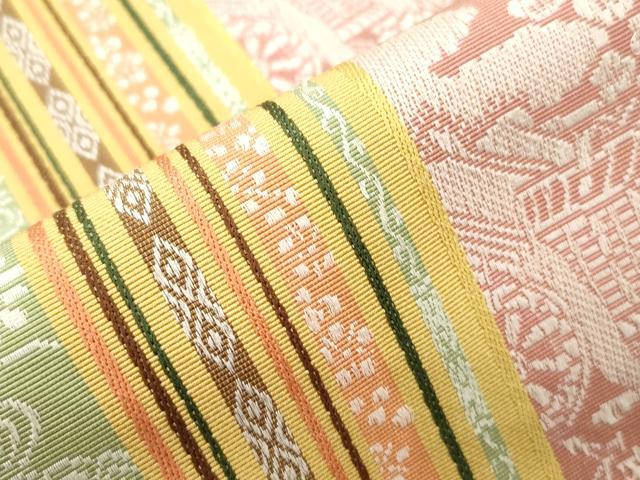 平和屋着物●本場筑前博多織　半幅帯　風景文　小野和也作　証紙付き　正絹　逸品　CABJ9228dy
