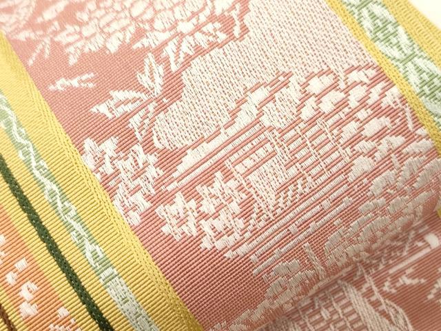 平和屋着物●本場筑前博多織　半幅帯　風景文　小野和也作　証紙付き　正絹　逸品　CABJ9228dy