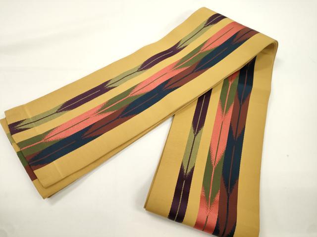 平和屋着物●本場筑前博多織　半幅帯　矢羽文　正絹　逸品　CABJ9229dy