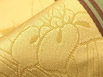 平和屋着物●本場筑前博多織　半幅帯　草花文　田中利弘作　証紙付き　正絹　逸品　CABJ9231dy