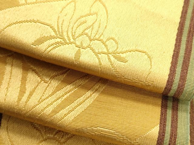 平和屋着物●本場筑前博多織　半幅帯　草花文　田中利弘作　証紙付き　正絹　逸品　CABJ9231dy