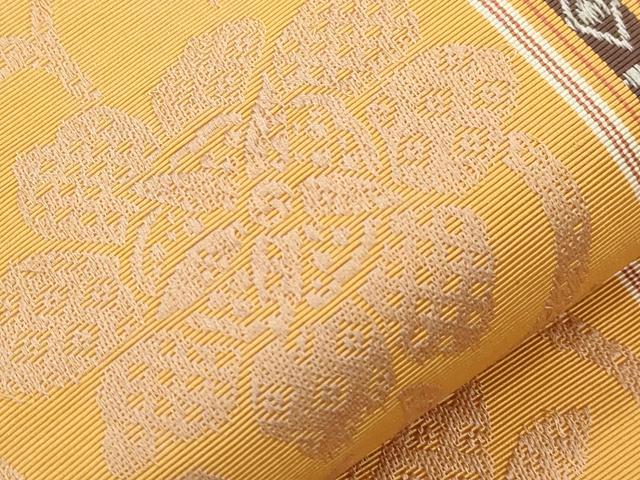 平和屋着物●本場筑前博多織　両面　半幅帯　更紗花文　献上　正絹　逸品　CABJ9233dy