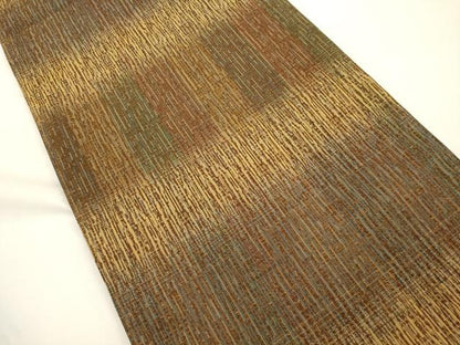 平和屋着物●両面　全通柄袋帯　横段文　金糸　正絹　逸品　CABJ9238dy