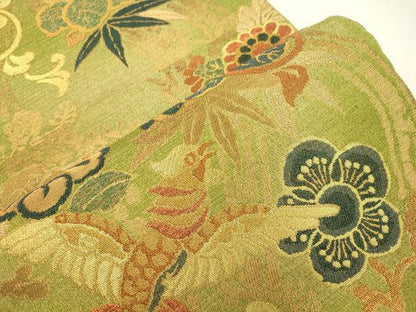 平和屋着物●六通柄袋帯　花鳥文　金糸　正絹　逸品　CABJ9239dy