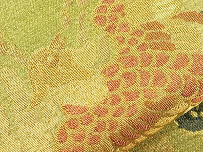 平和屋着物●六通柄袋帯　花鳥文　金糸　正絹　逸品　CABJ9239dy