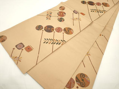 平和屋着物●六通柄袋帯　幾何学丸文　正絹　逸品　CABJ9244dy