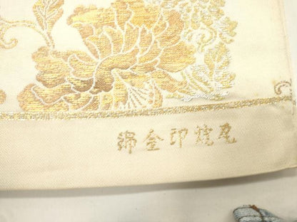 平和屋着物●龍村平蔵製　六通柄　本袋帯　瓦燈印金錦　金糸　正絹　逸品　CABJ9254dy