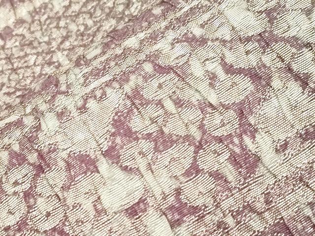 平和屋着物●両面　全通柄袋帯　ふくれ織　黄櫨染　草花文　金糸　正絹　逸品　CABJ9261dy