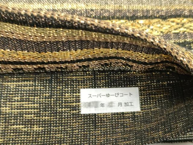 平和屋着物●両面　全通柄袋帯　横段文　金糸　正絹　逸品　CABJ9269dy