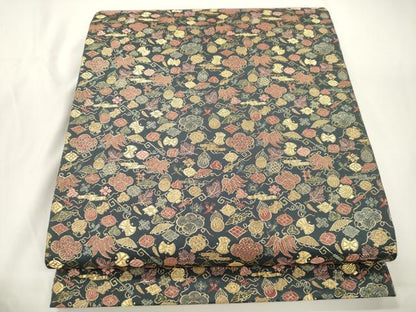 平和屋着物●六通柄袋帯　宝尽くし文　金糸　正絹　逸品　CABJ9272dy
