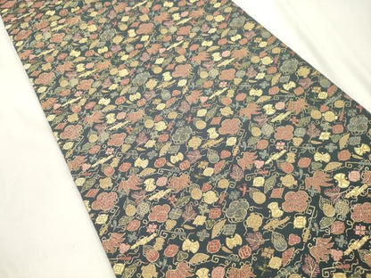 平和屋着物●六通柄袋帯　宝尽くし文　金糸　正絹　逸品　CABJ9272dy