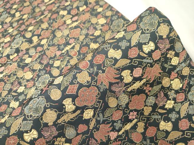 平和屋着物●六通柄袋帯　宝尽くし文　金糸　正絹　逸品　CABJ9272dy