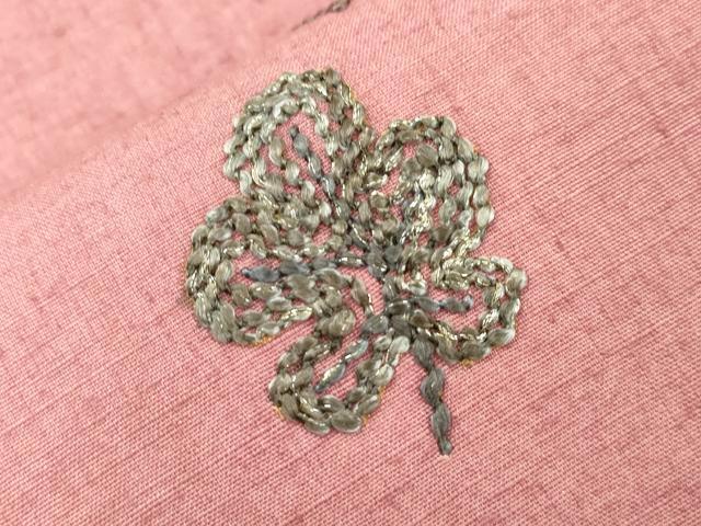 平和屋着物●太鼓柄袋帯　紬地　総刺繍　幾何学花文　金銀糸　正絹　逸品　CABJ9277dy