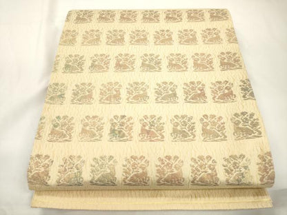 平和屋着物●六通柄袋帯　名物裂花兎　金糸　正絹　逸品　CABJ9279dy