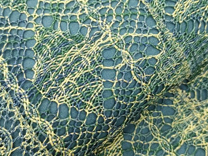 平和屋着物●全通柄九寸名古屋帯　リボン織　幾何学間道　金糸　正絹　逸品　CABJ9281dy