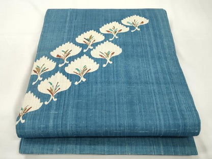 平和屋着物●九寸開き名古屋帯　紬地　草木文　正絹　逸品　CABJ9288dy
