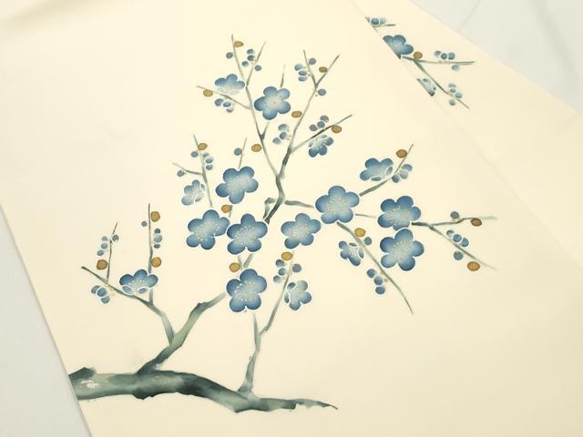 平和屋着物●塩瀬　九寸名古屋帯　枝梅文　金銀彩　正絹　逸品　CABJ9289dy