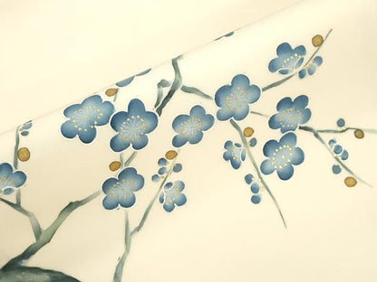 平和屋着物●塩瀬　九寸名古屋帯　枝梅文　金銀彩　正絹　逸品　CABJ9289dy