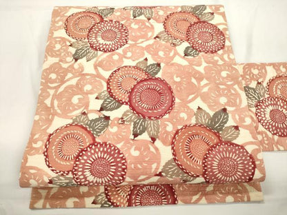平和屋着物●全通柄九寸名古屋帯　紬地　型染め　草花文　正絹　逸品　CABJ9290dy