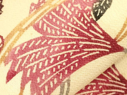 平和屋着物●九寸名古屋帯　型染め　草花文　鬼しぼ縮緬　正絹　逸品　CABJ9293dy