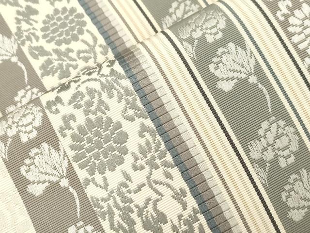 平和屋着物●本場筑前博多織　八寸名古屋帯　草花間道　正絹　逸品　CABJ9295dy