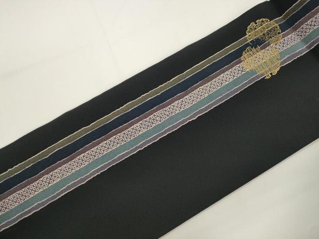 平和屋着物●全通柄九寸名古屋帯　雪輪草花文　金彩　正絹　逸品　CABJ9298dy