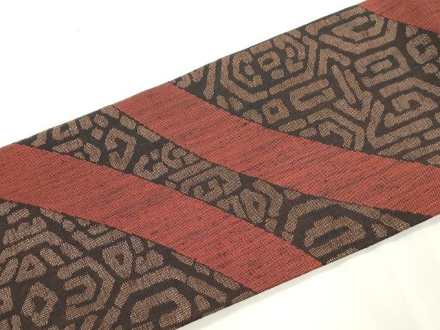 平和屋着物●西陣　勝山織物　九寸名古屋帯　幾何学文　正絹　逸品　CABJ9300dy