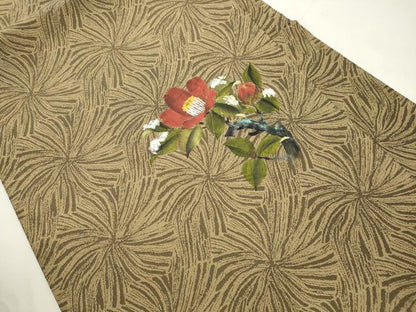 平和屋着物●九寸名古屋帯　手描き　草花文　正絹　逸品　CABJ9306dy
